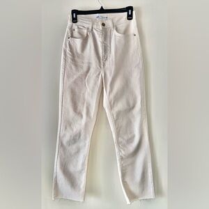 ZARA Women’s Cream Speckled Denim Jeans - Raw Hem Straight Leg - Size 6